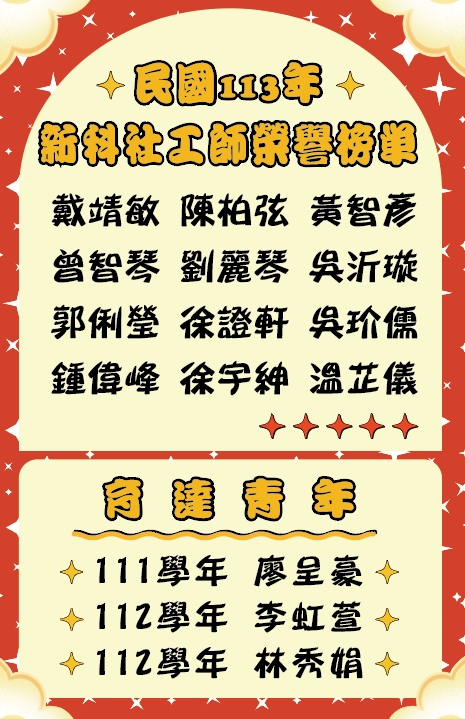 113年新科社工师荣誉榜